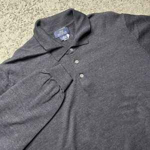 Brooks Brothers Sweater Mens Large Gray Extra Fine Italian Merino Wool 3 Button